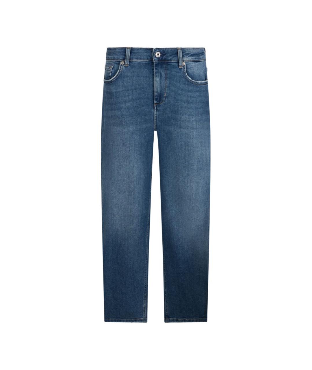 LIU JO Голубые хлопковые прямые брюки, фото 1