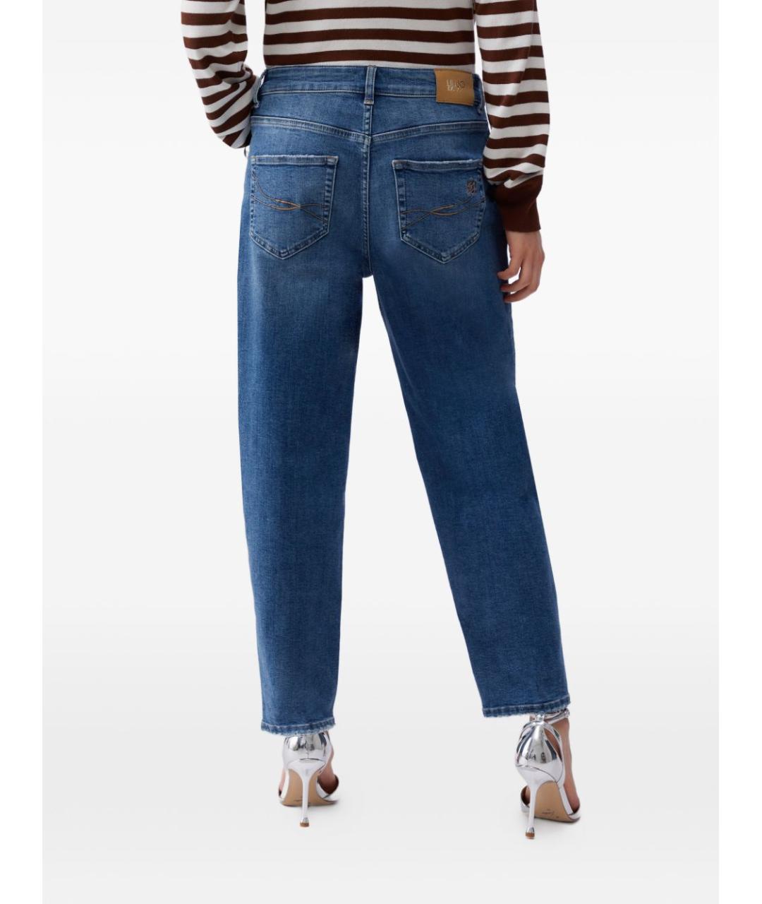 LIU JO Голубые хлопковые прямые брюки, фото 3