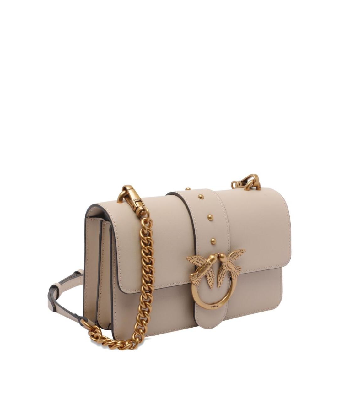 PINKO Бежевая кожаная сумка через плечо, фото 2
