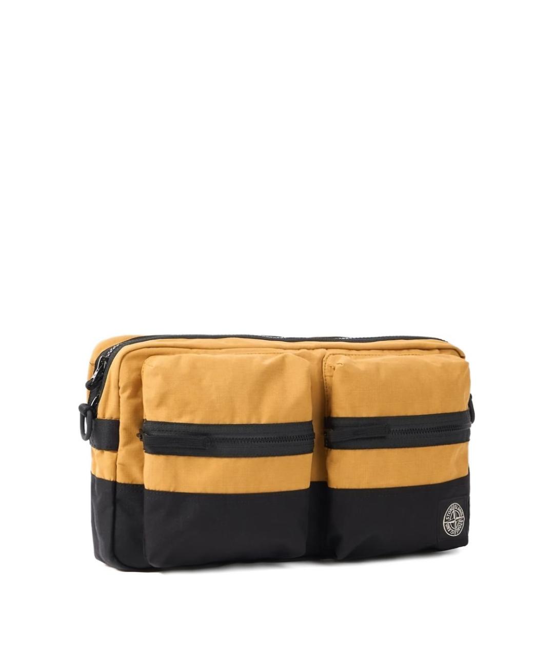 STONE ISLAND Желтая тканевая сумка на плечо, фото 4