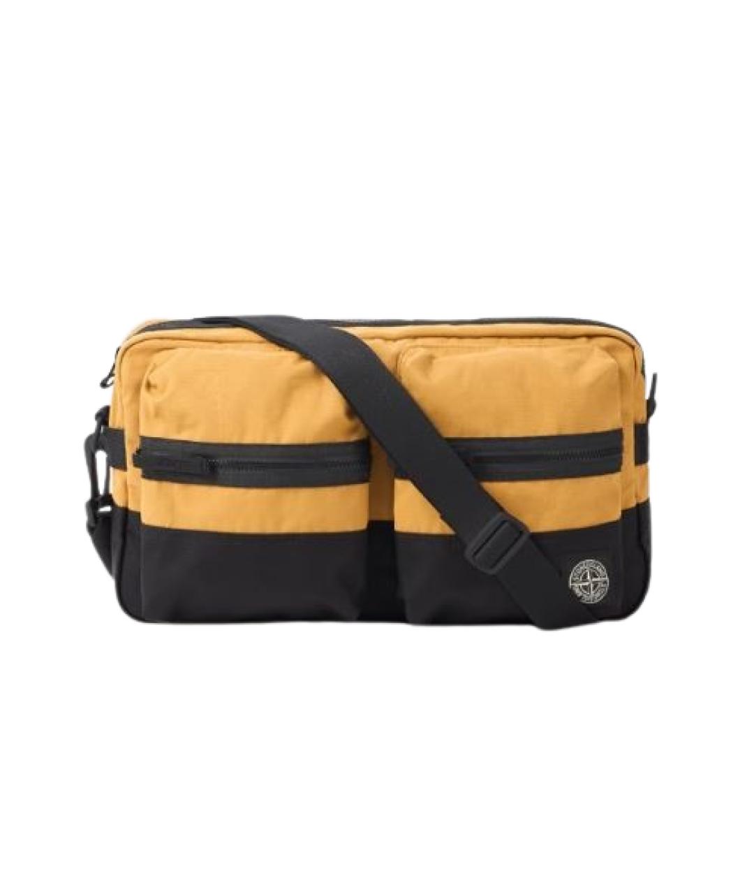 STONE ISLAND Желтая тканевая сумка на плечо, фото 1