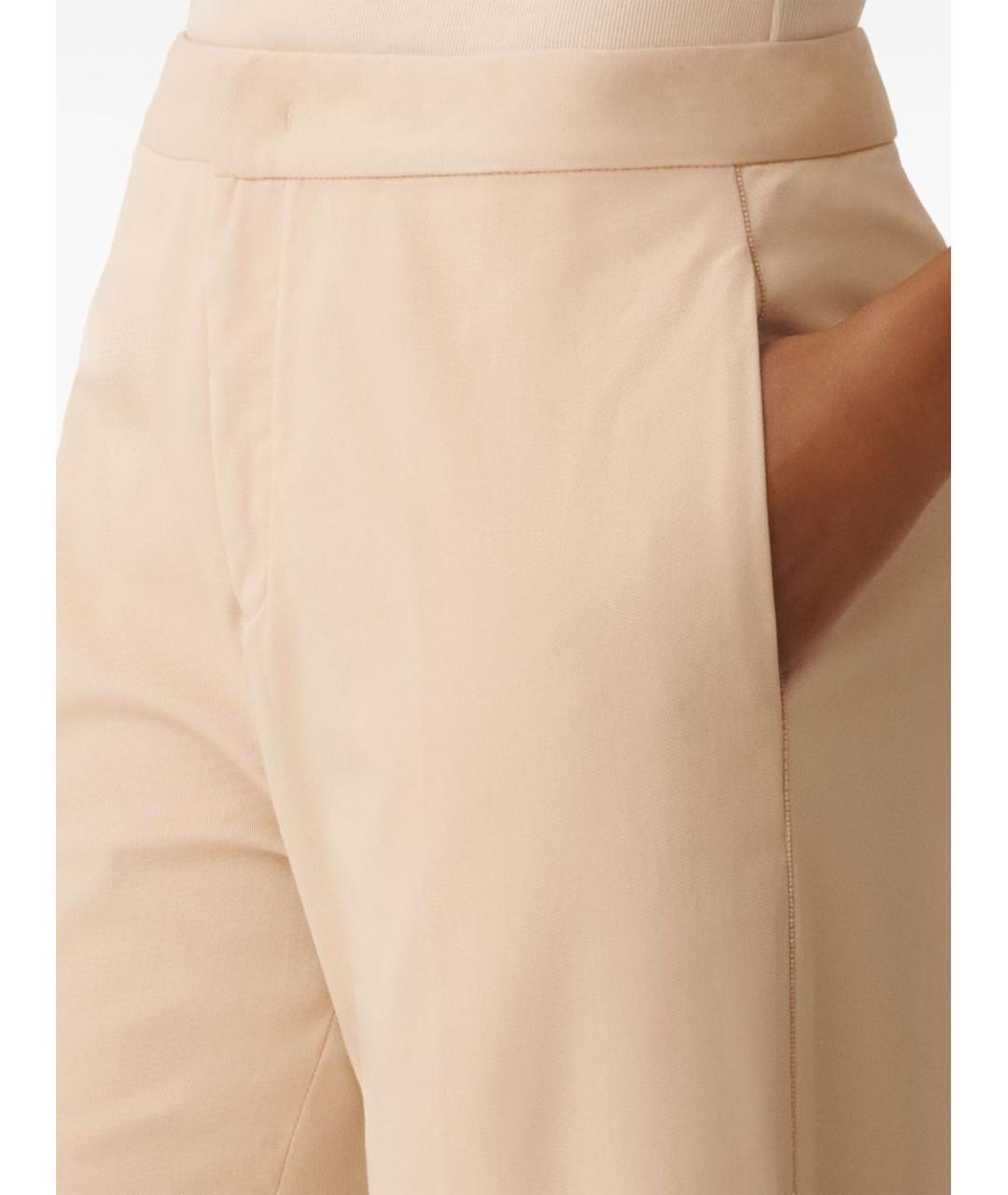 FABIANA FILIPPI Бежевые хлопковые прямые брюки, фото 2