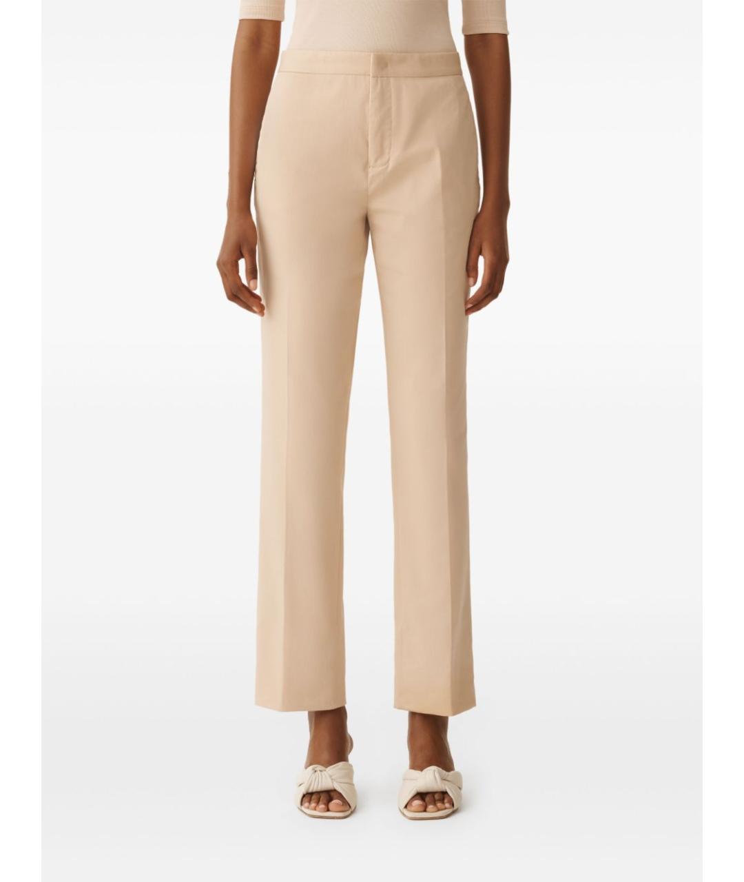 FABIANA FILIPPI Бежевые хлопковые прямые брюки, фото 5