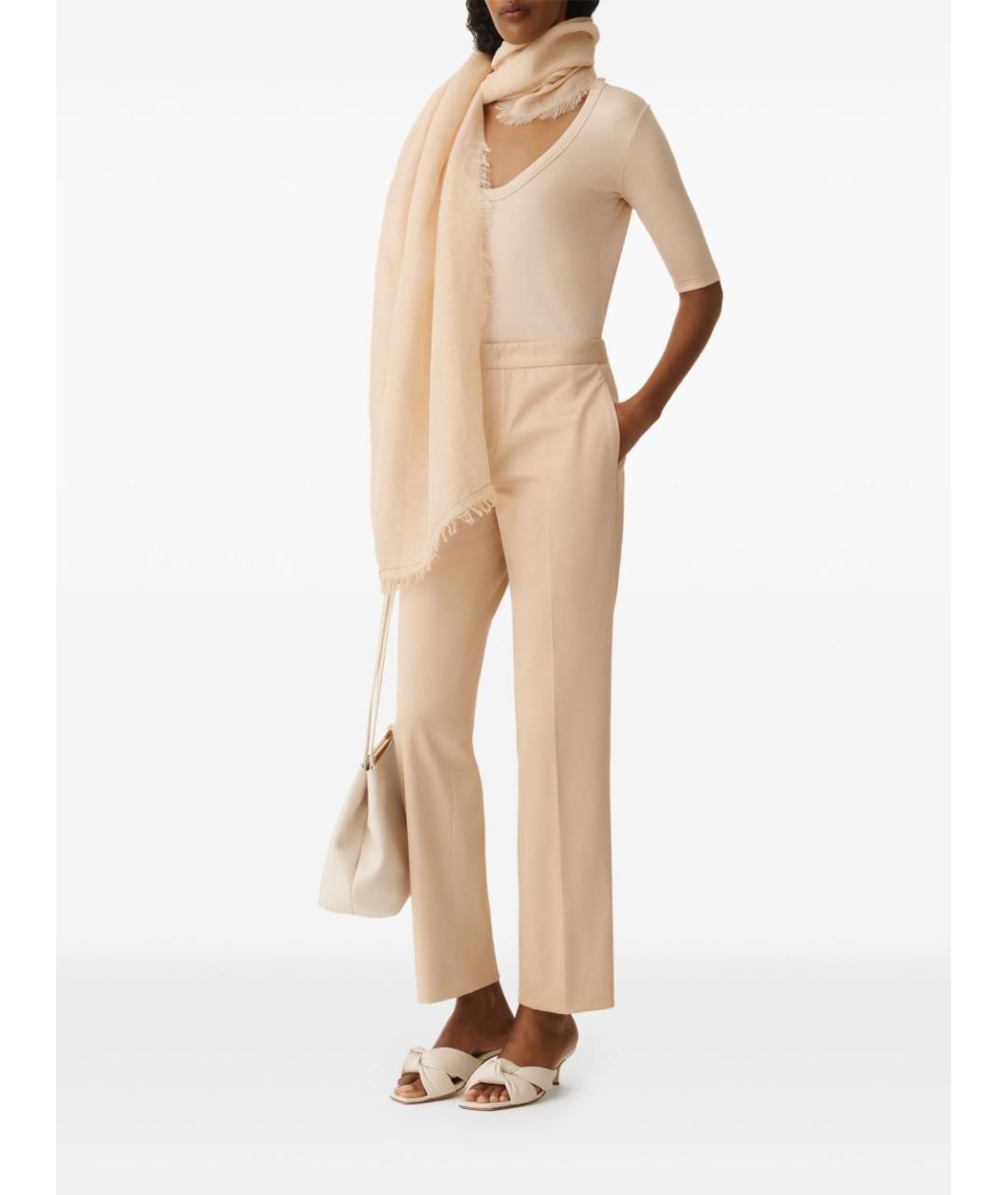 FABIANA FILIPPI Бежевые хлопковые прямые брюки, фото 4