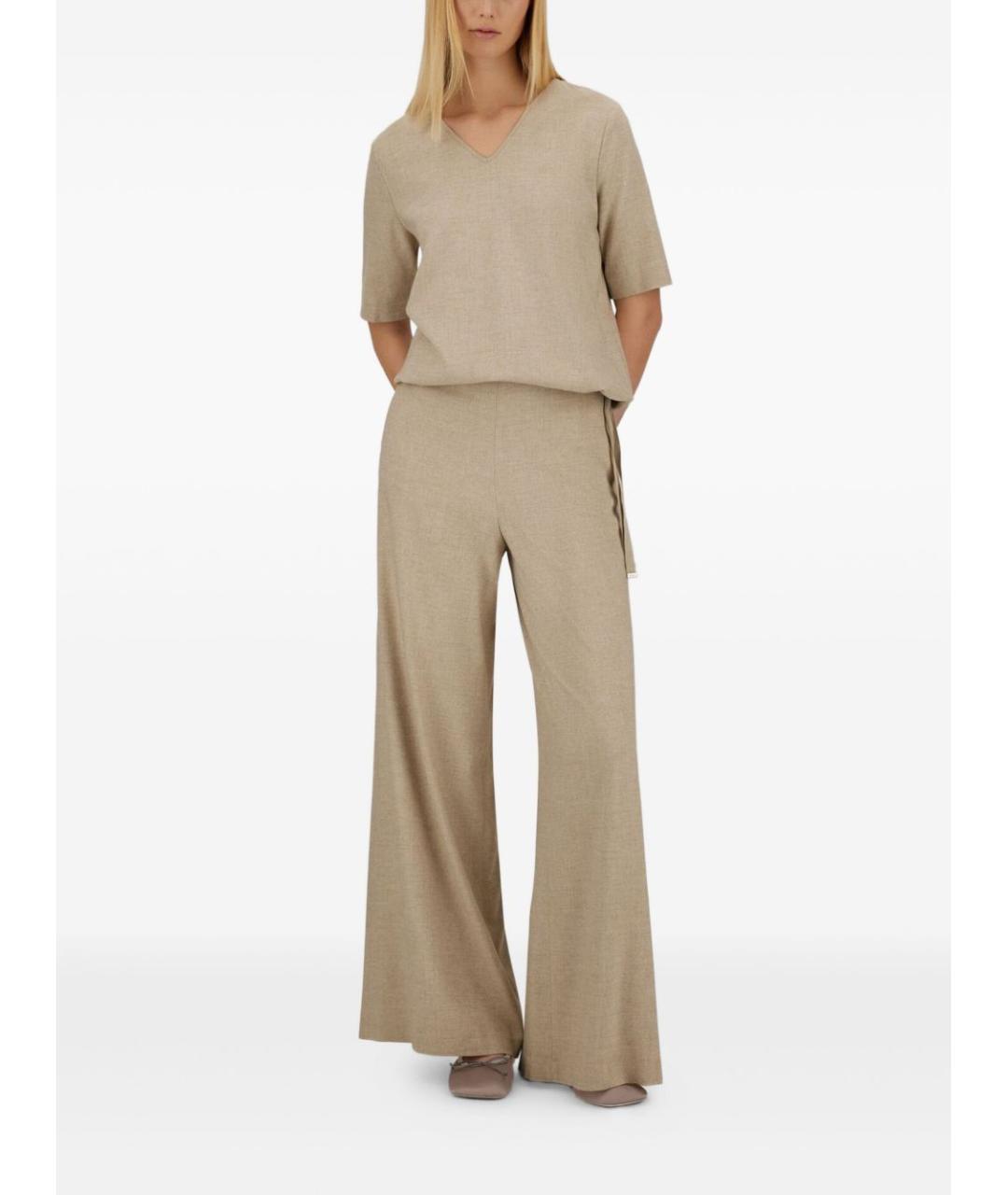 HERNO Бежевые вискозные повседневные брюки, фото 4