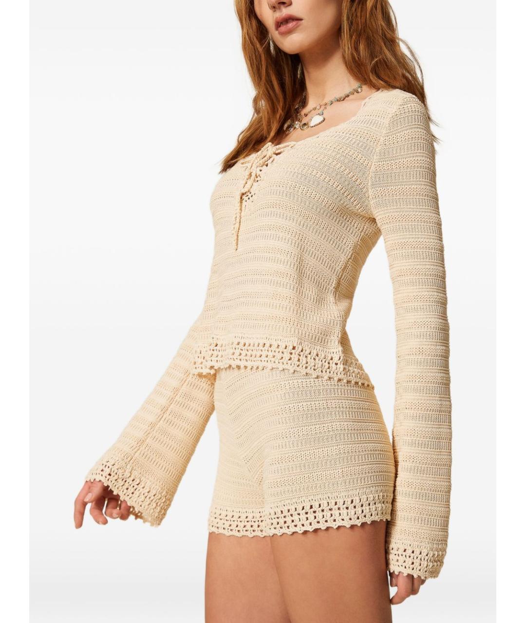 TWIN-SET Бежевые вискозные шорты, фото 2