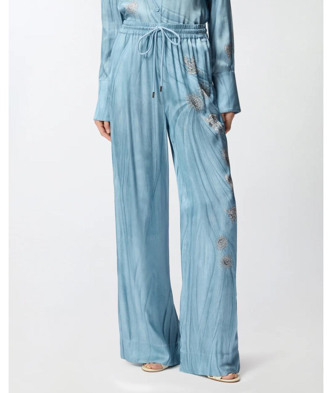PINKO Синие вискозные брюки широкие, фото 4