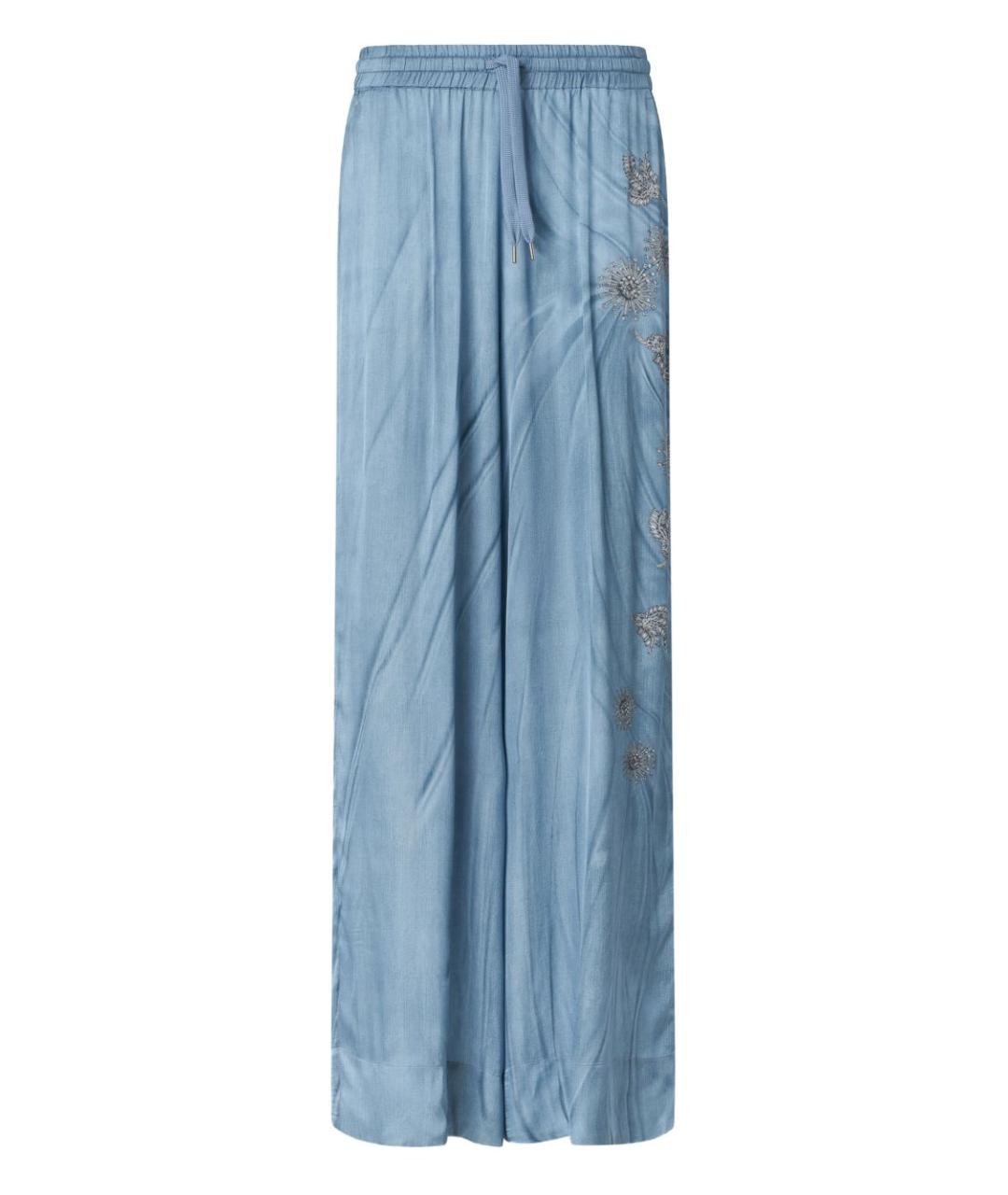 PINKO Синие вискозные брюки широкие, фото 1
