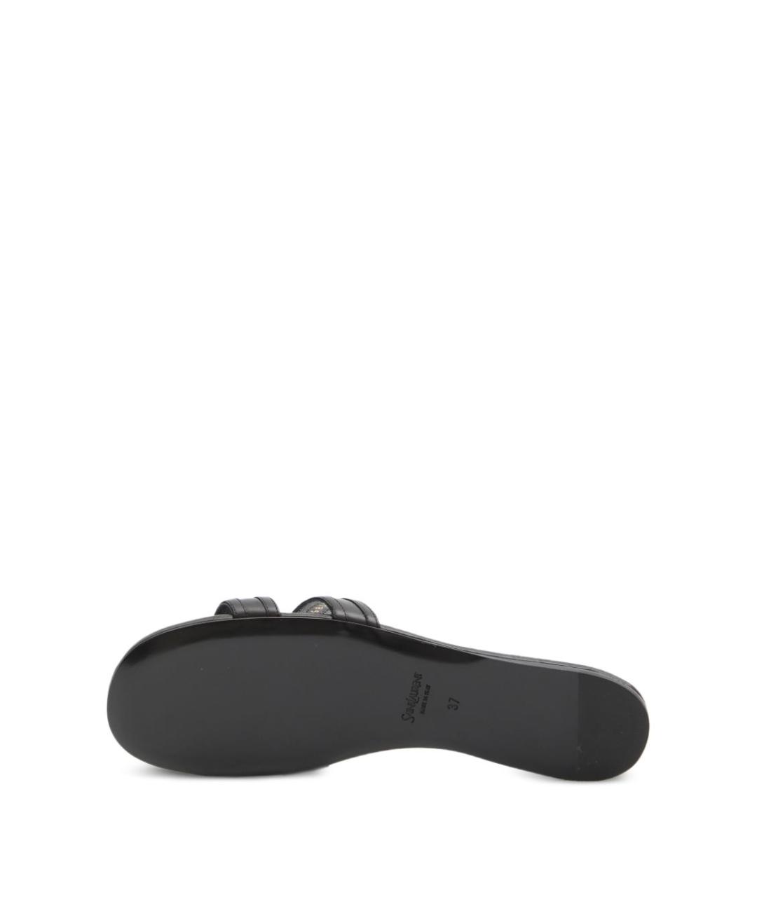 SAINT LAURENT Черные кожаные шлепанцы, фото 5