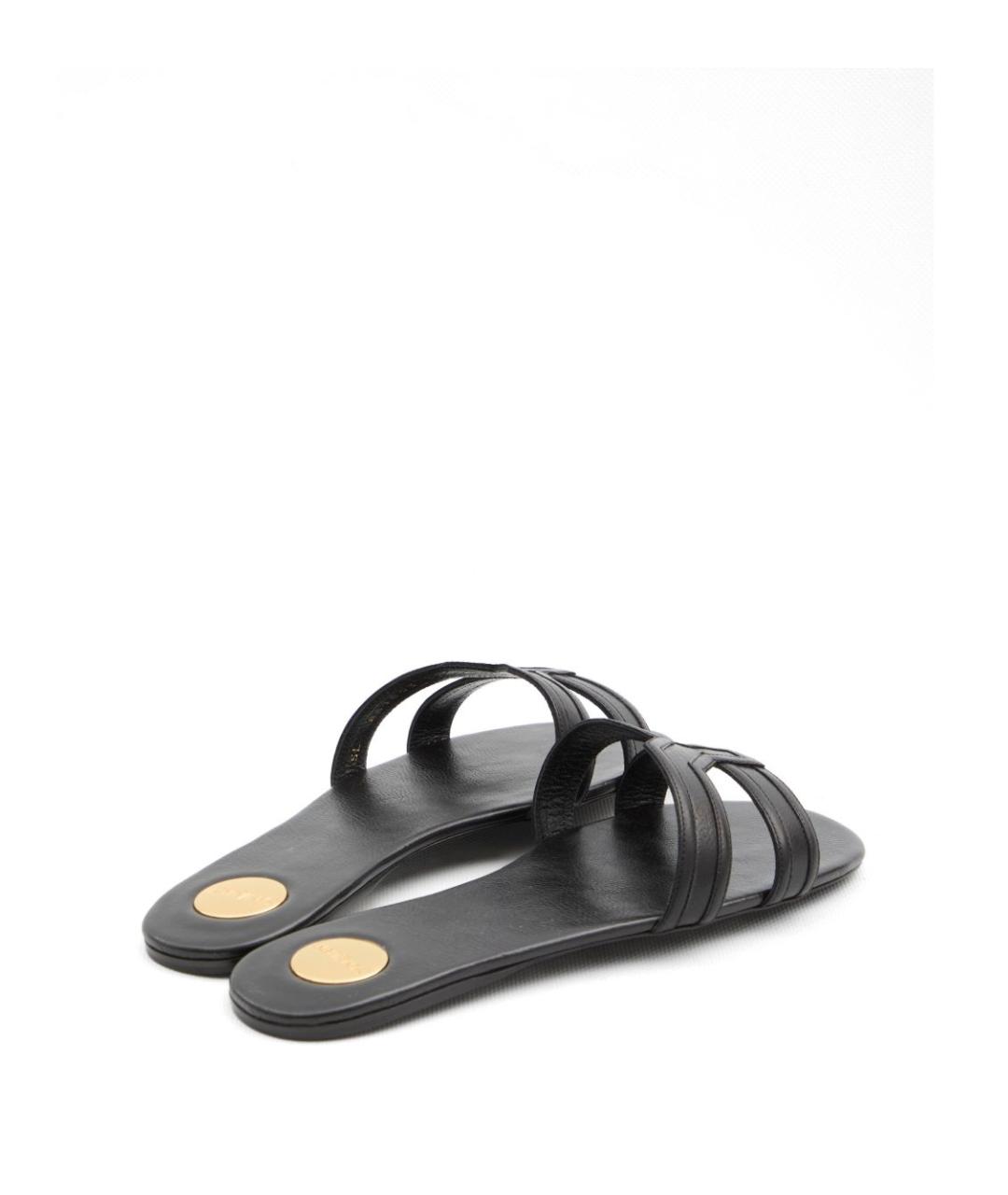 SAINT LAURENT Черные кожаные шлепанцы, фото 3