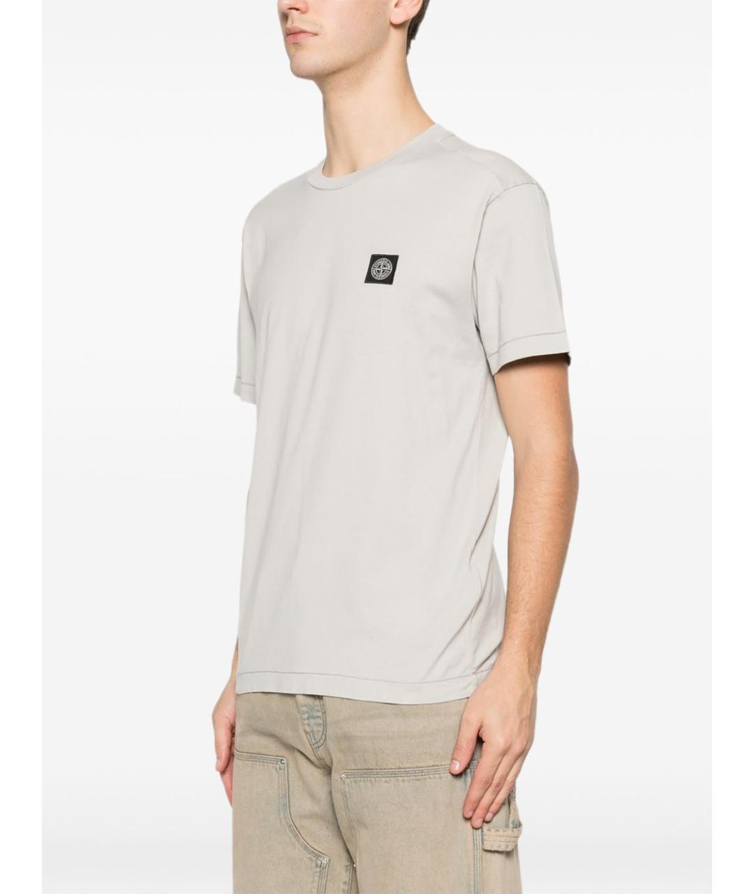 STONE ISLAND Серая хлопковая футболка, фото 6