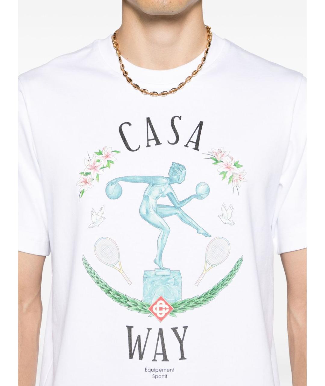 CASABLANCA Белая хлопковая футболка, фото 4