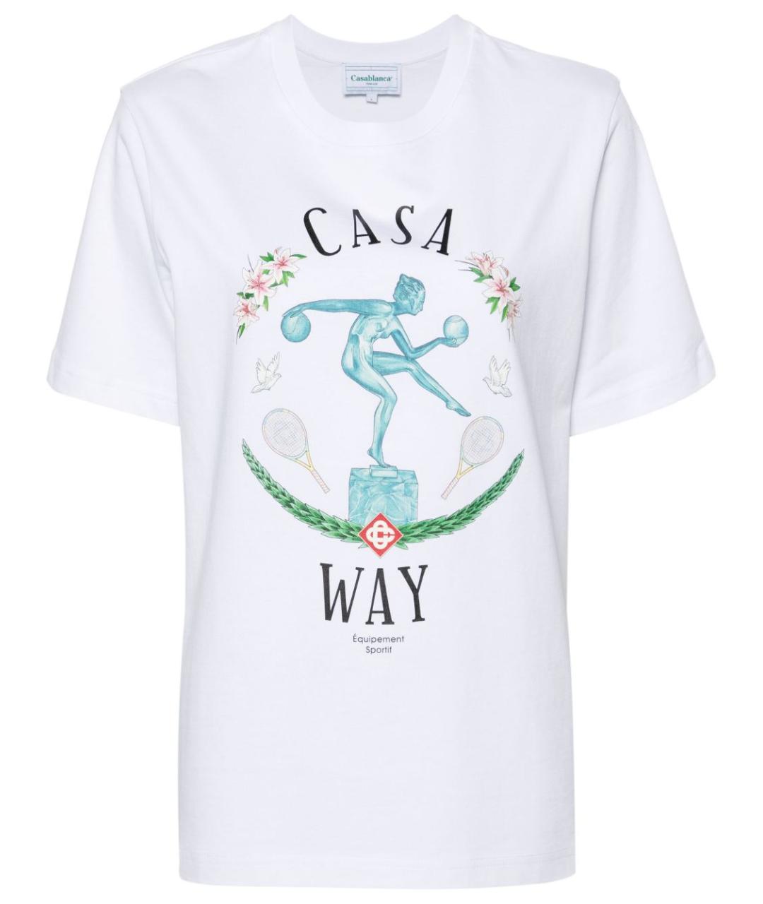 CASABLANCA Белая хлопковая футболка, фото 3
