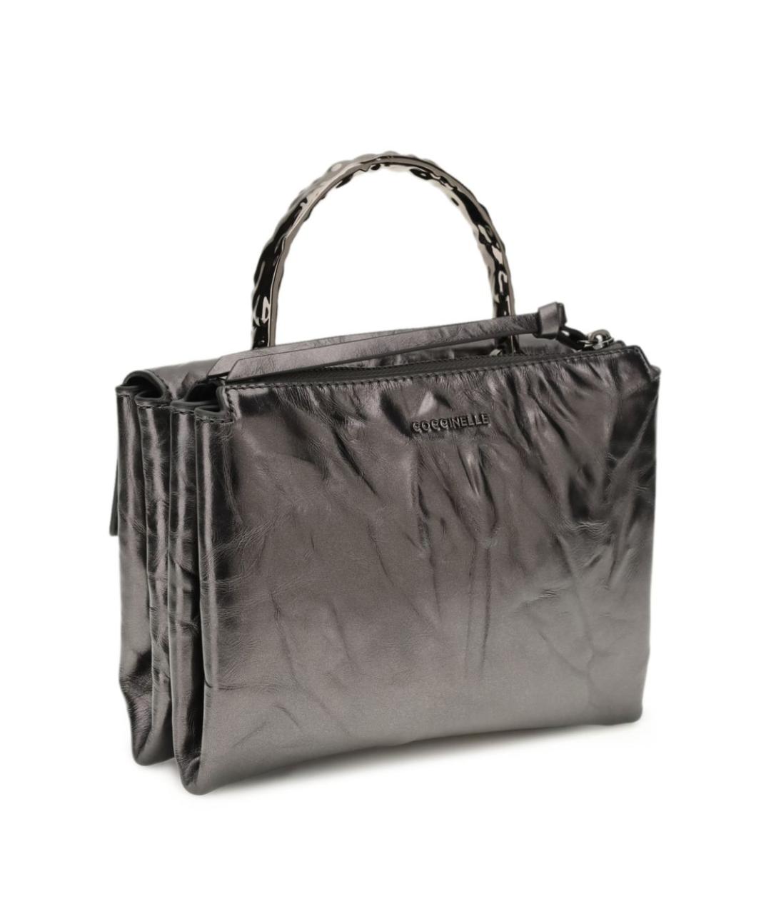 COCCINELLE Серая кожаная сумка тоут, фото 4