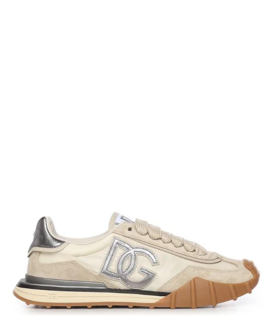 DOLCE&GABBANA Бежевые текстильные низкие кроссовки / кеды, фото 1