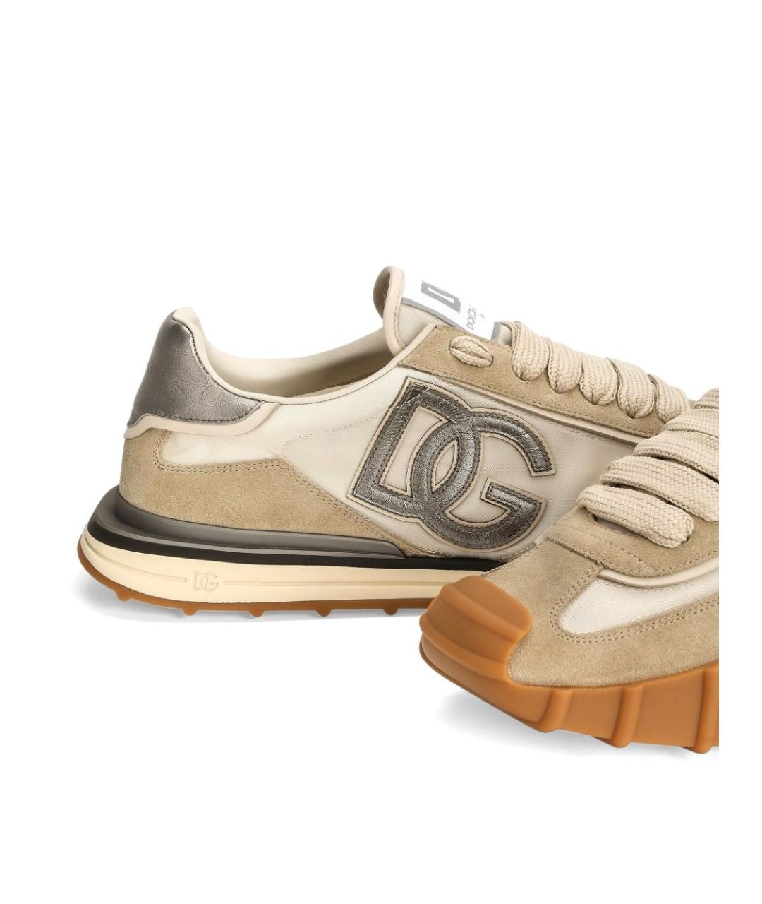 DOLCE&GABBANA Бежевые текстильные низкие кроссовки / кеды, фото 6