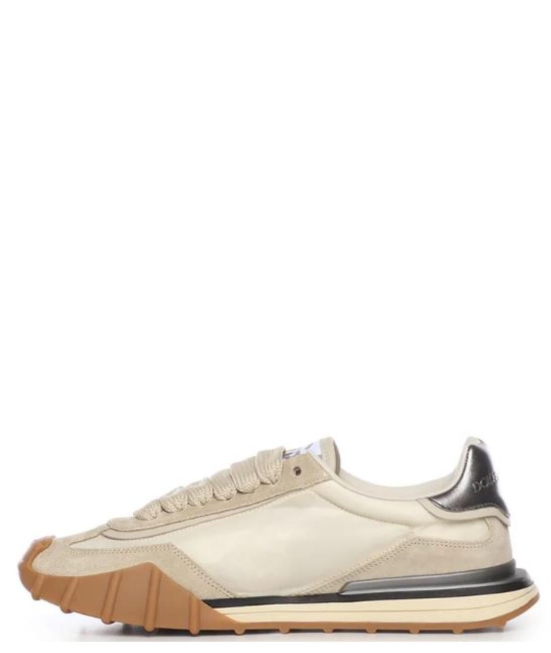 DOLCE&GABBANA Бежевые текстильные низкие кроссовки / кеды, фото 2