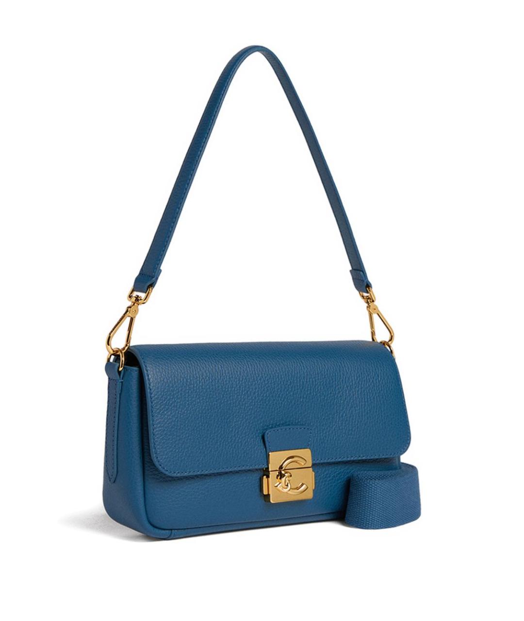 COCCINELLE Синяя кожаная сумка с короткими ручками, фото 4