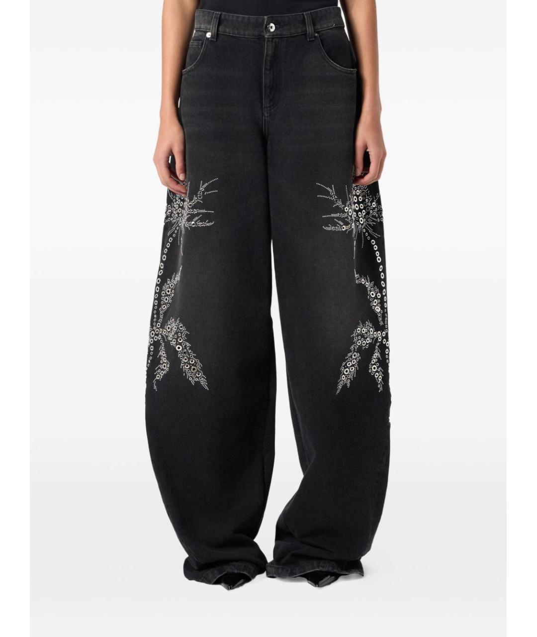 BLUMARINE Черные хлопковые прямые джинсы, фото 3