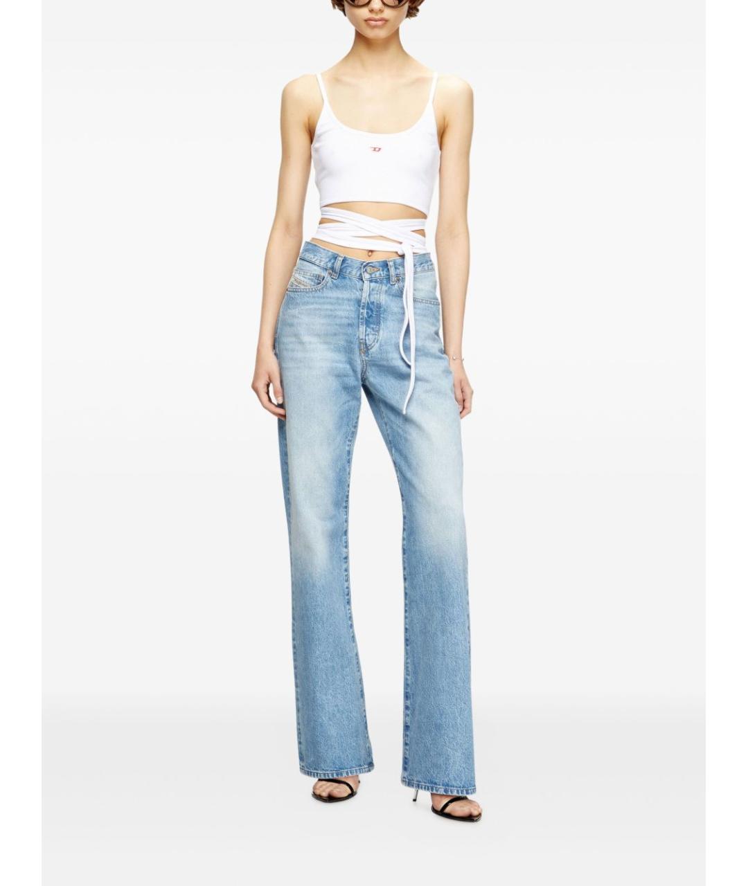 DIESEL Голубые хлопковые прямые джинсы, фото 5