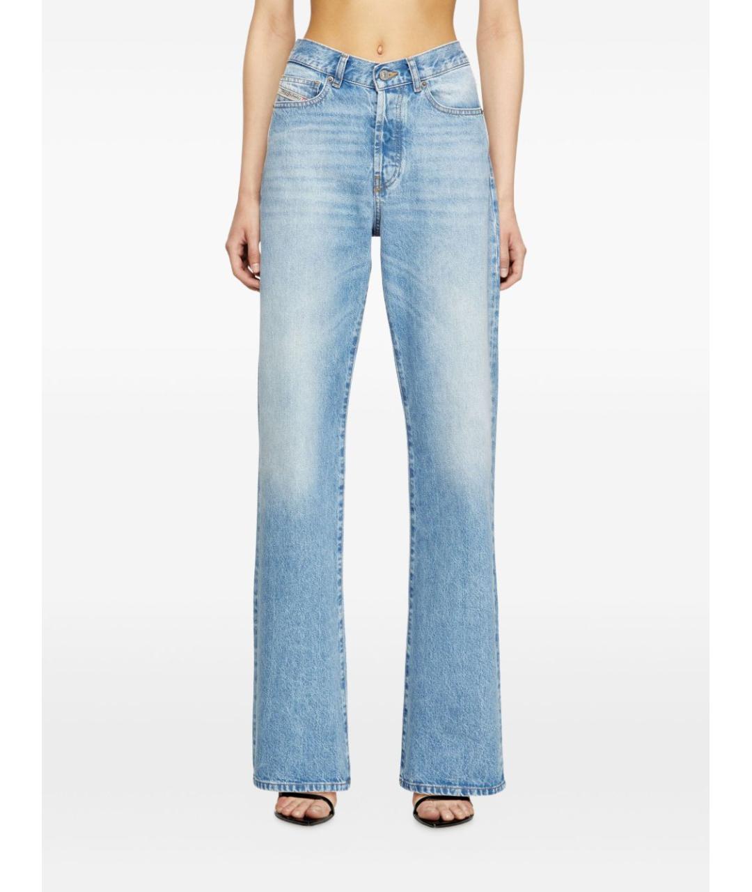 DIESEL Голубые хлопковые прямые джинсы, фото 4