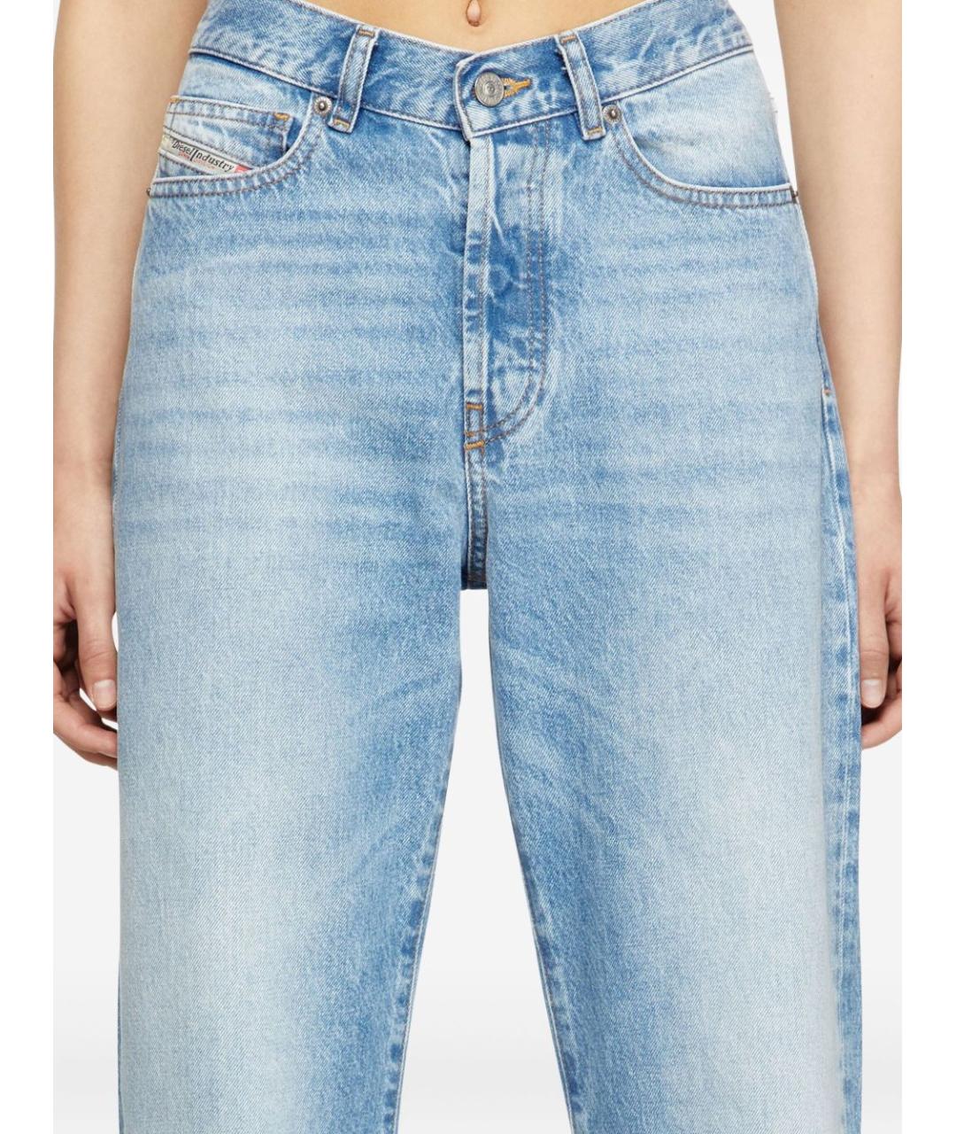 DIESEL Голубые хлопковые прямые джинсы, фото 3