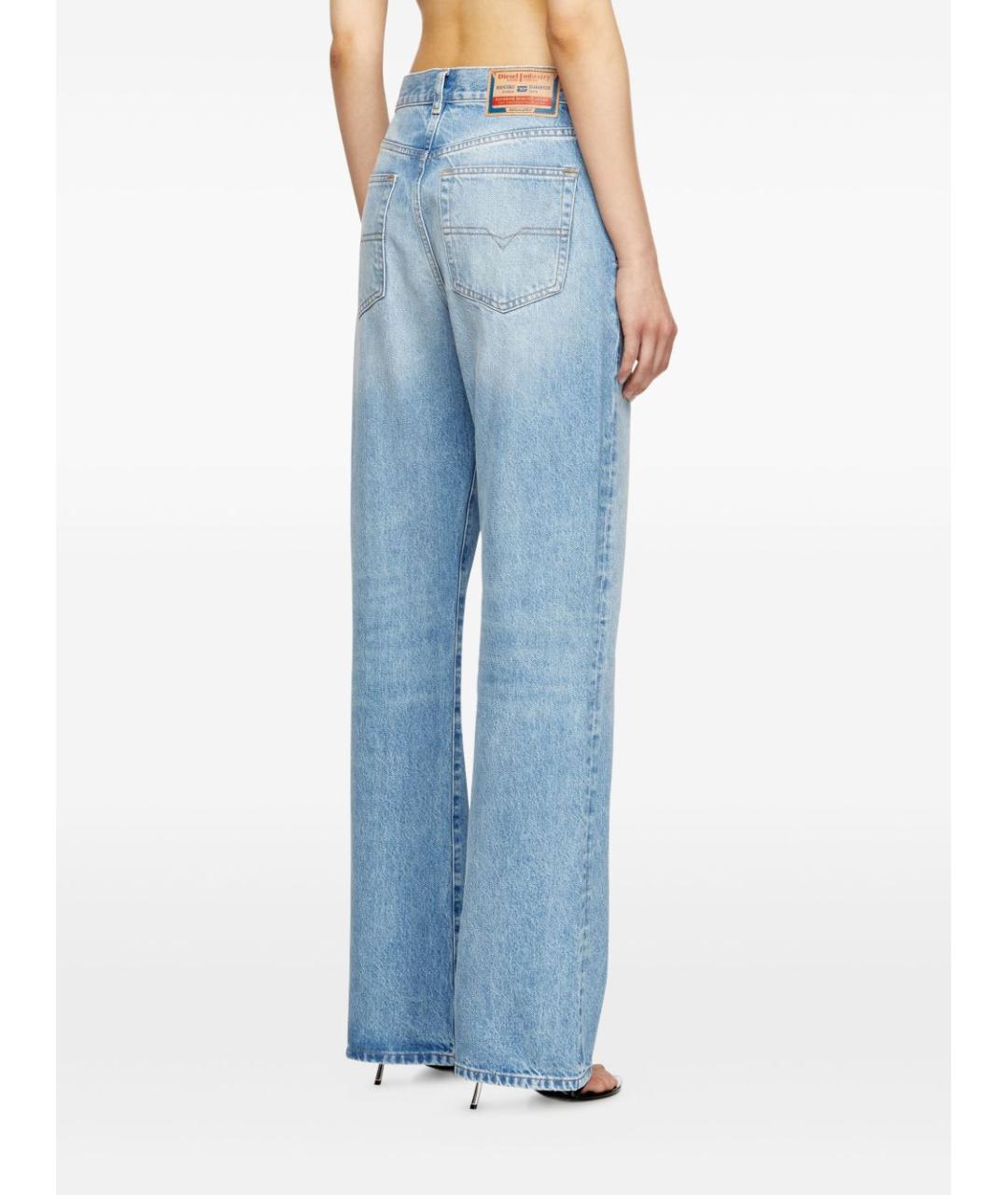 DIESEL Голубые хлопковые прямые джинсы, фото 2