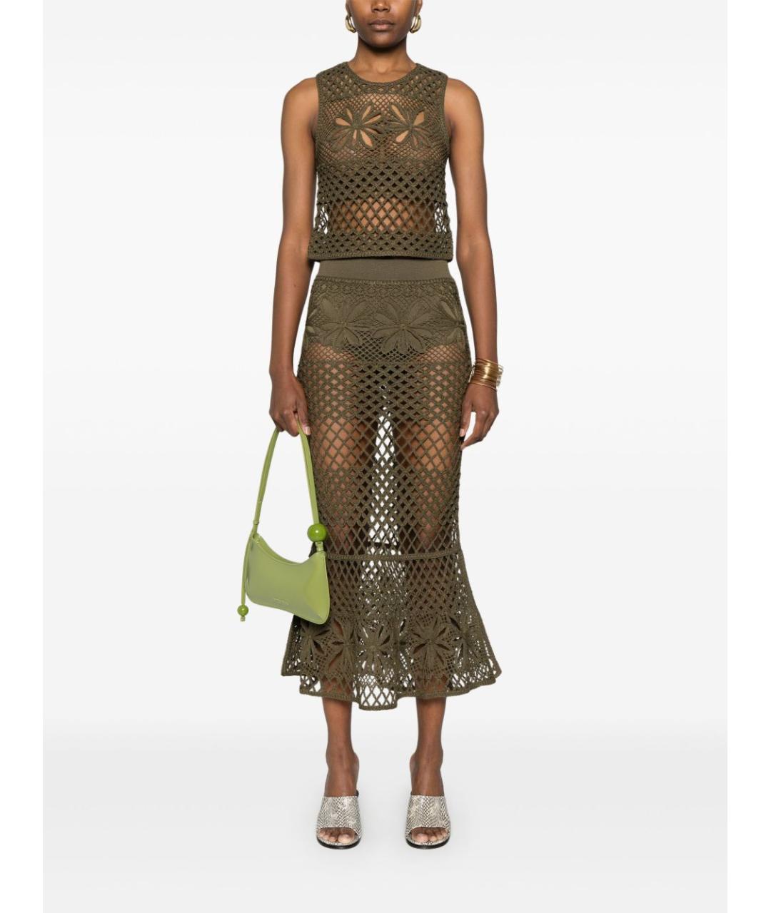 PINKO Хаки вискозная жилетка, фото 5