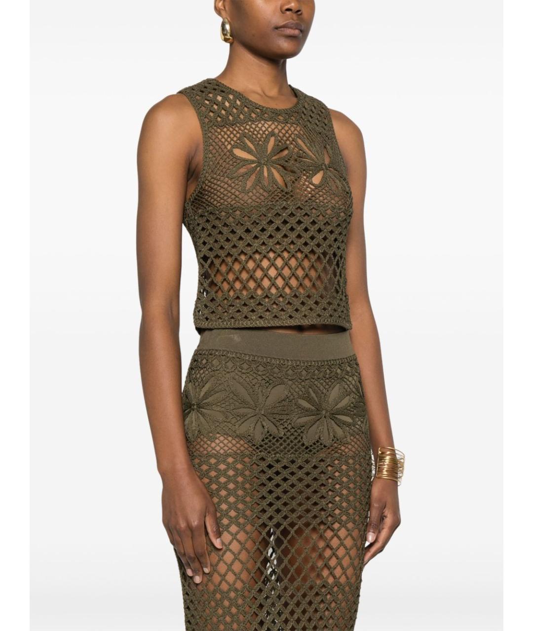 PINKO Хаки вискозная жилетка, фото 3