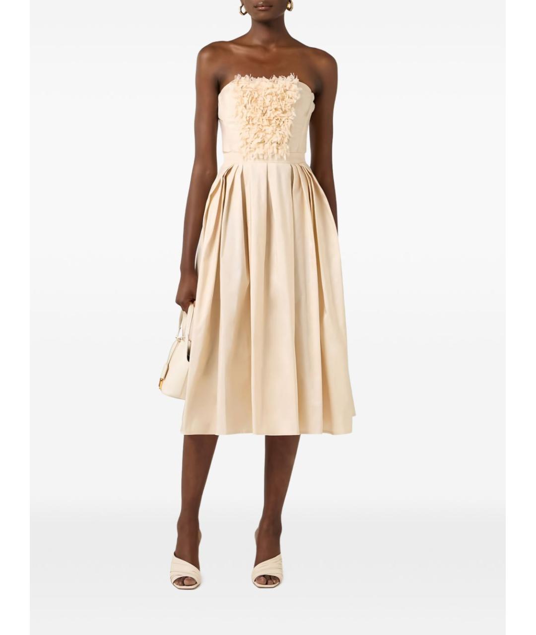 ELISABETTA FRANCHI Бежевое коктейльное платье, фото 5