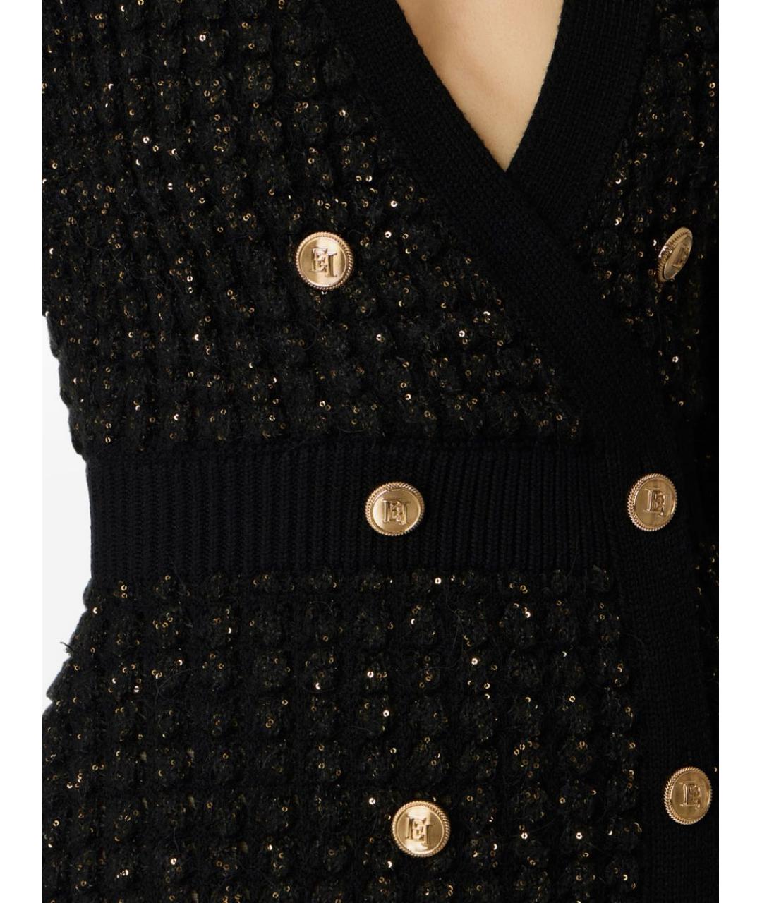 ELISABETTA FRANCHI Черное хлопковое повседневное платье, фото 3