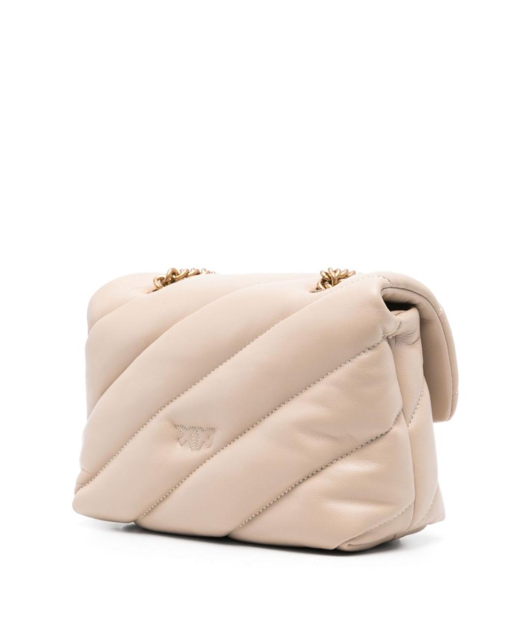 PINKO Бежевая кожаная сумка через плечо, фото 2