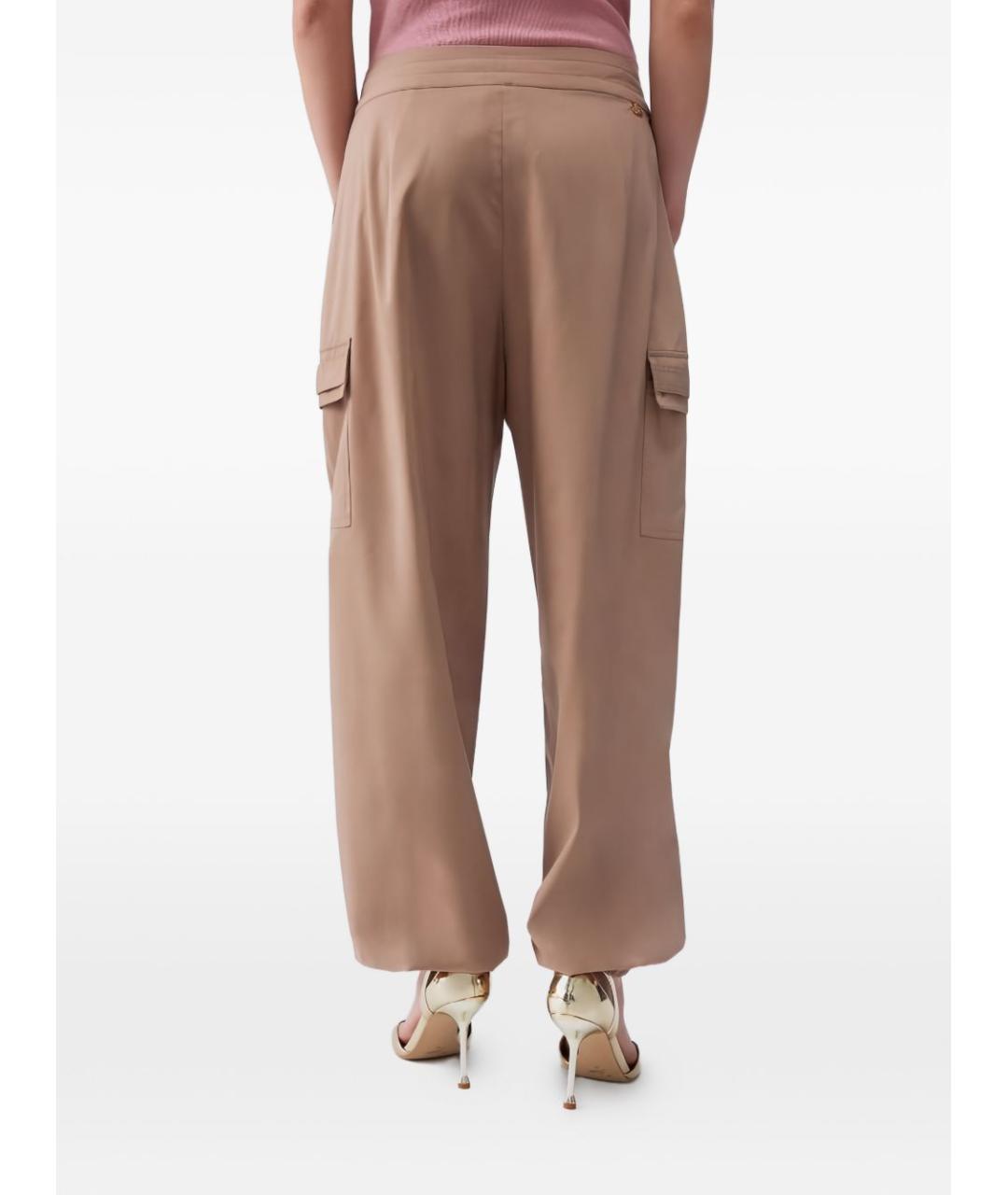 LIU JO Бежевые полиэстеровые прямые брюки, фото 3
