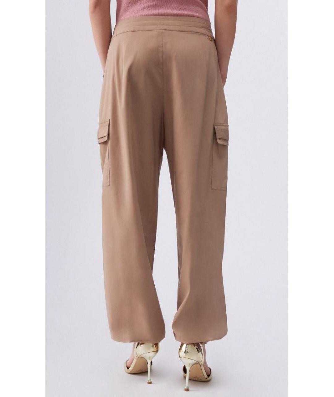LIU JO Бежевые полиэстеровые прямые брюки, фото 2