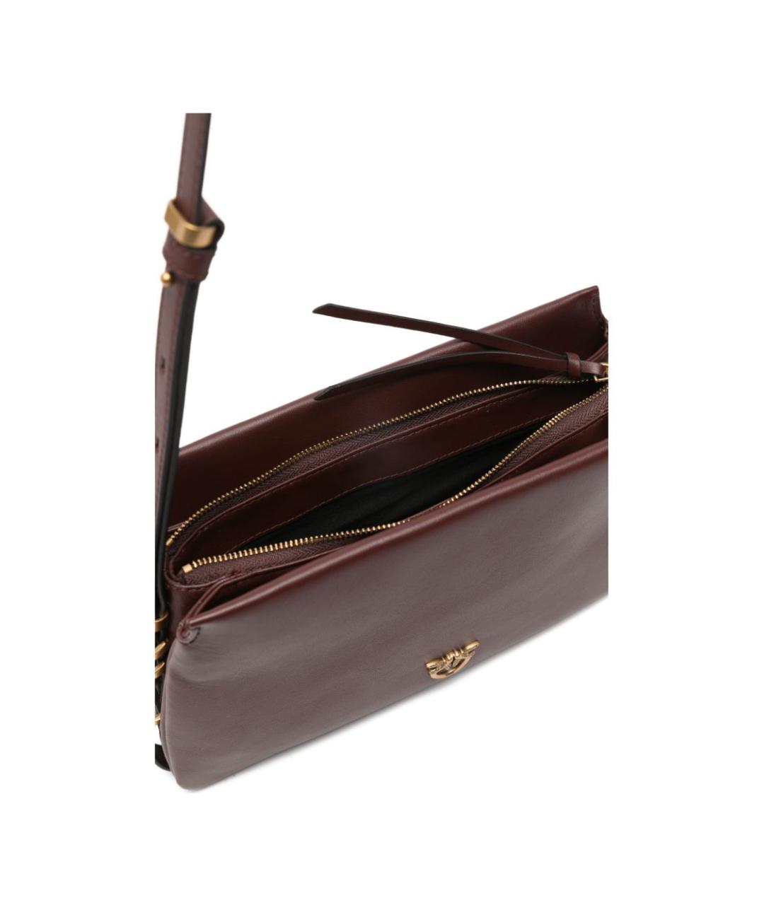 PINKO Бордовая кожаная сумка через плечо, фото 5
