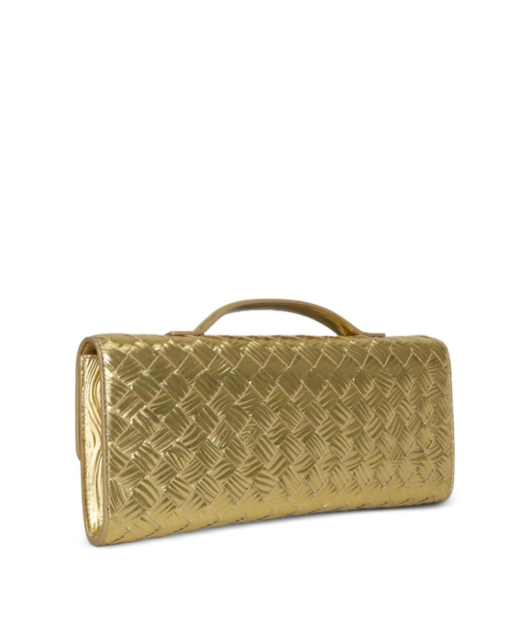 BOTTEGA VENETA Золотая кожаная сумка с короткими ручками, фото 4