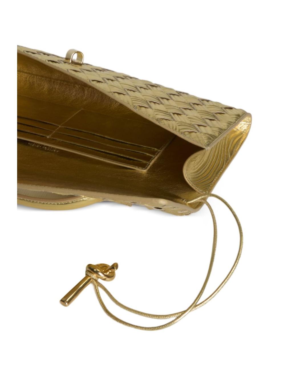 BOTTEGA VENETA Золотая кожаная сумка с короткими ручками, фото 5