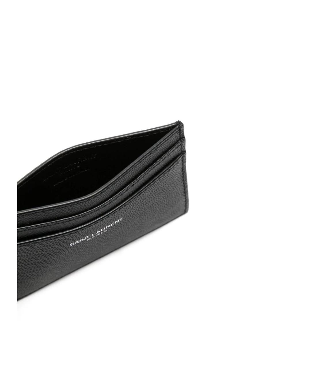 SAINT LAURENT Черный кожаный кардхолдер, фото 2