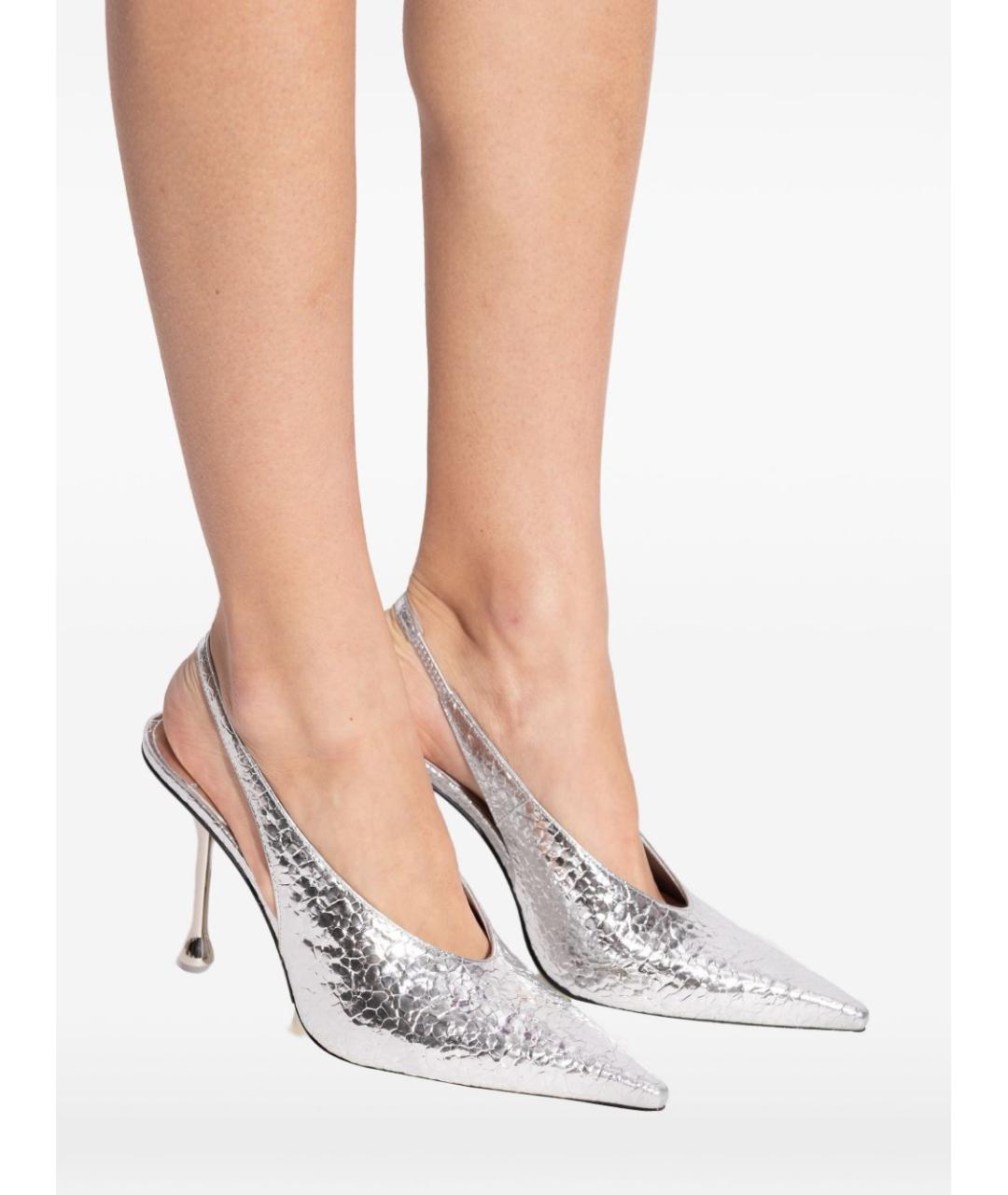 JIMMY CHOO Серебряные кожаные туфли, фото 5