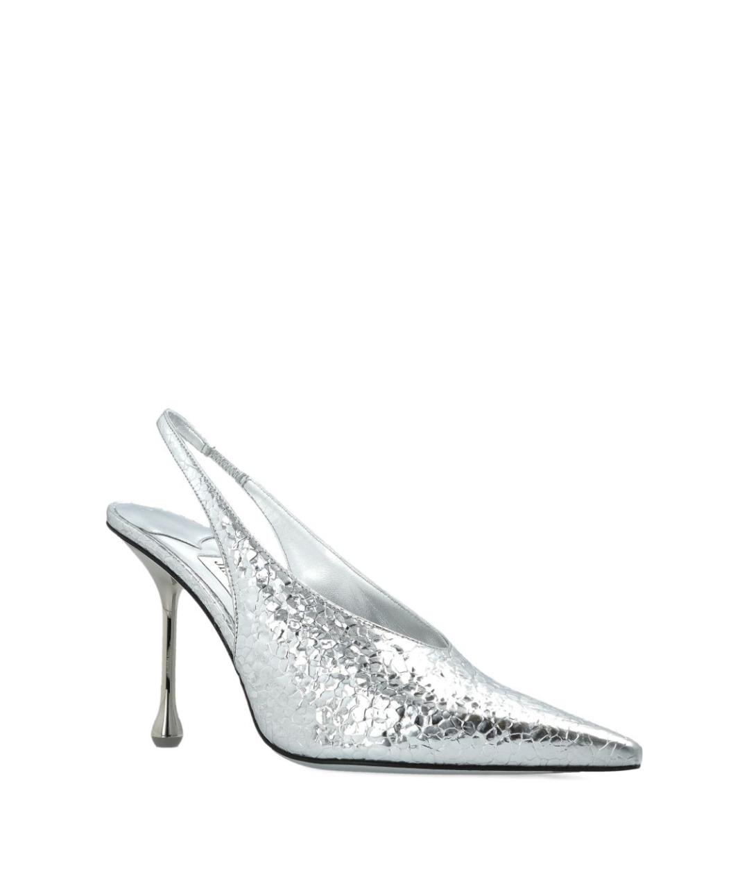 JIMMY CHOO Серебряные кожаные туфли, фото 6