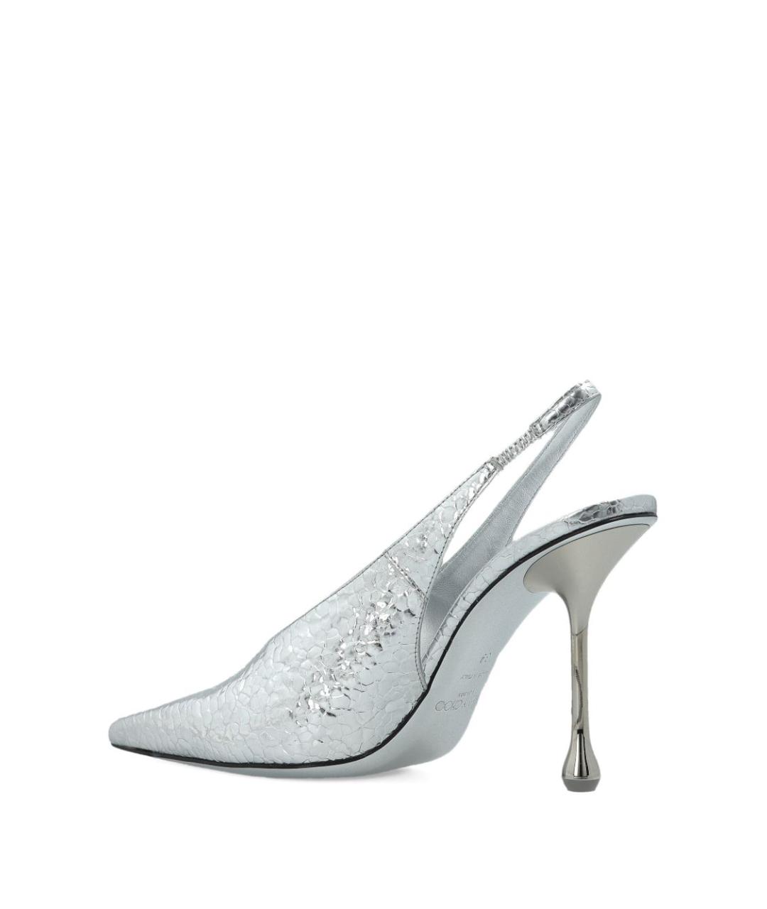 JIMMY CHOO Серебряные кожаные туфли, фото 3