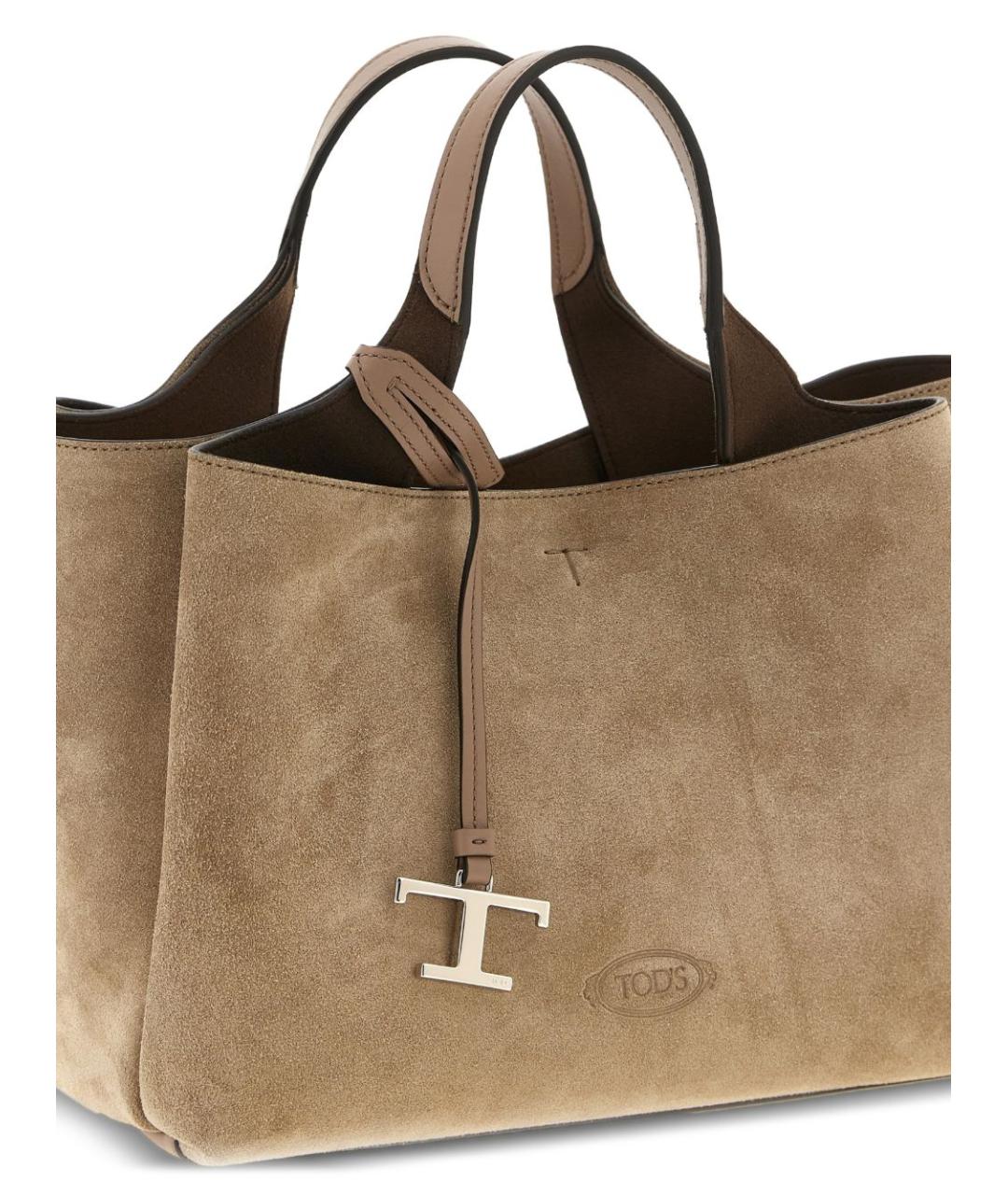 TOD'S Бежевая замшевая сумка тоут, фото 4