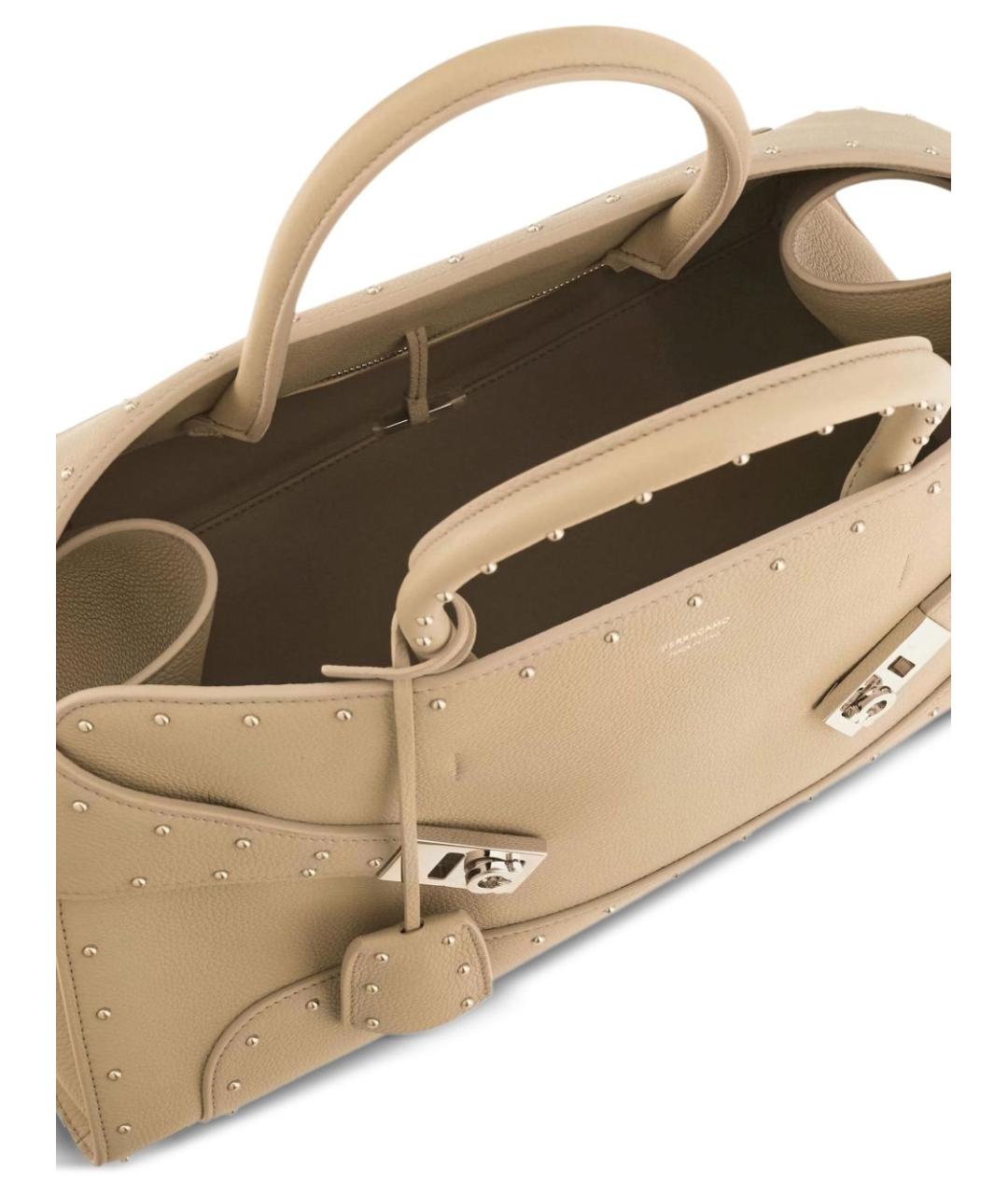 FERRAGAMO Бежевая кожаная сумка тоут, фото 2