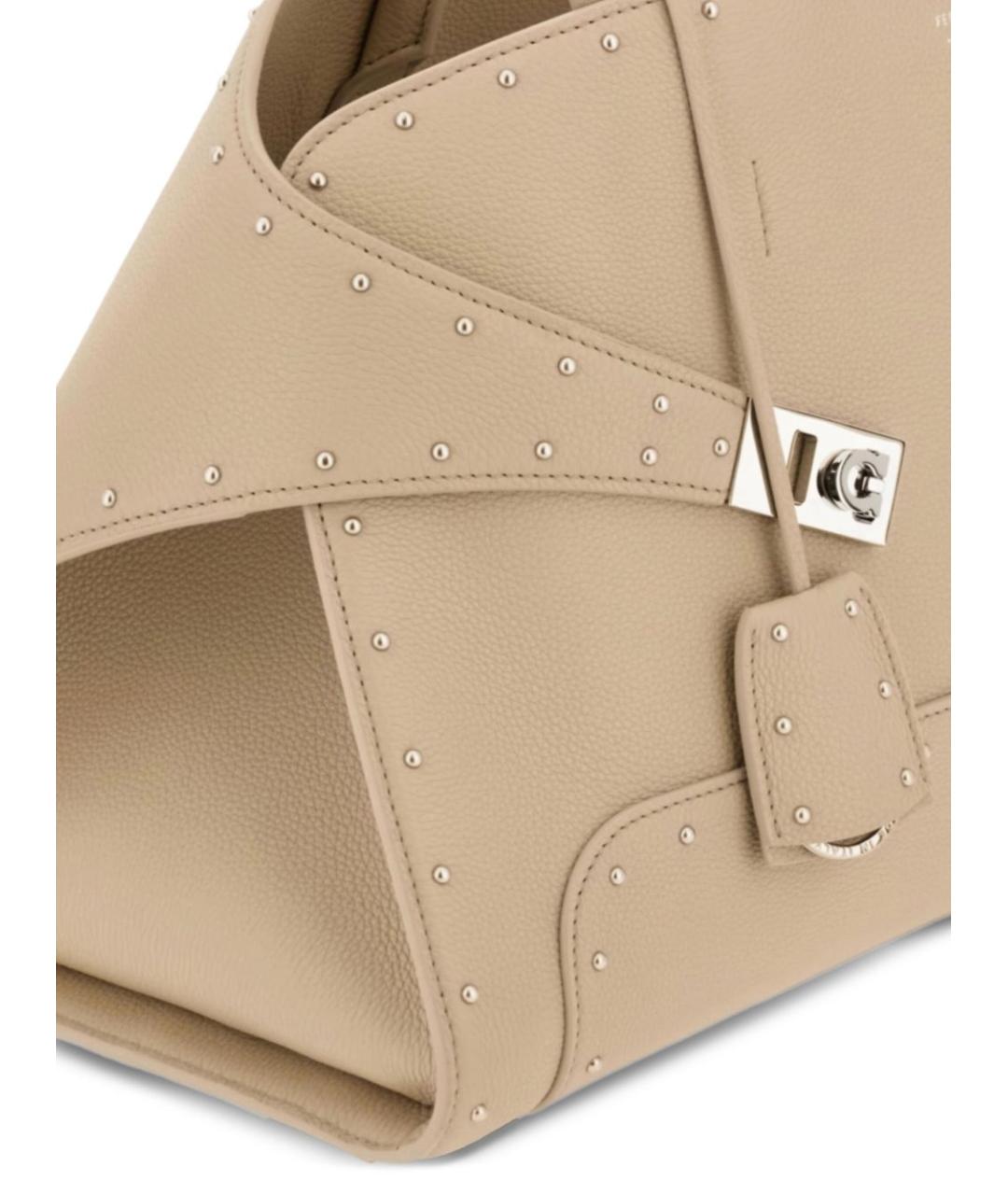 FERRAGAMO Бежевая кожаная сумка тоут, фото 3