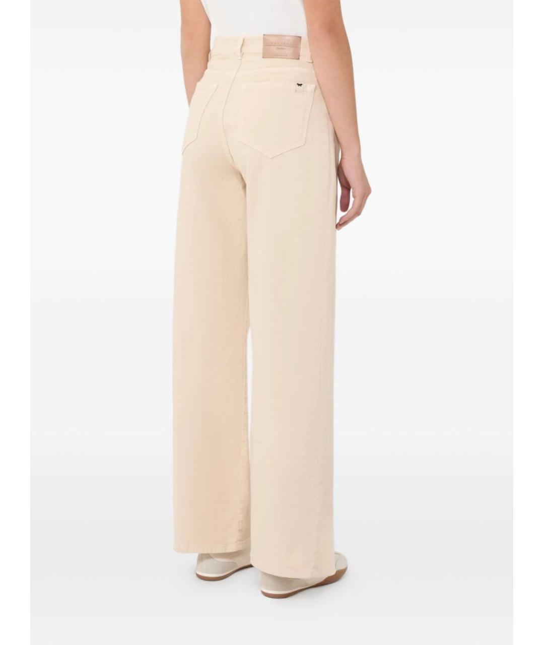 WEEKEND MAX MARA Бежевые хлопковые прямые брюки, фото 3