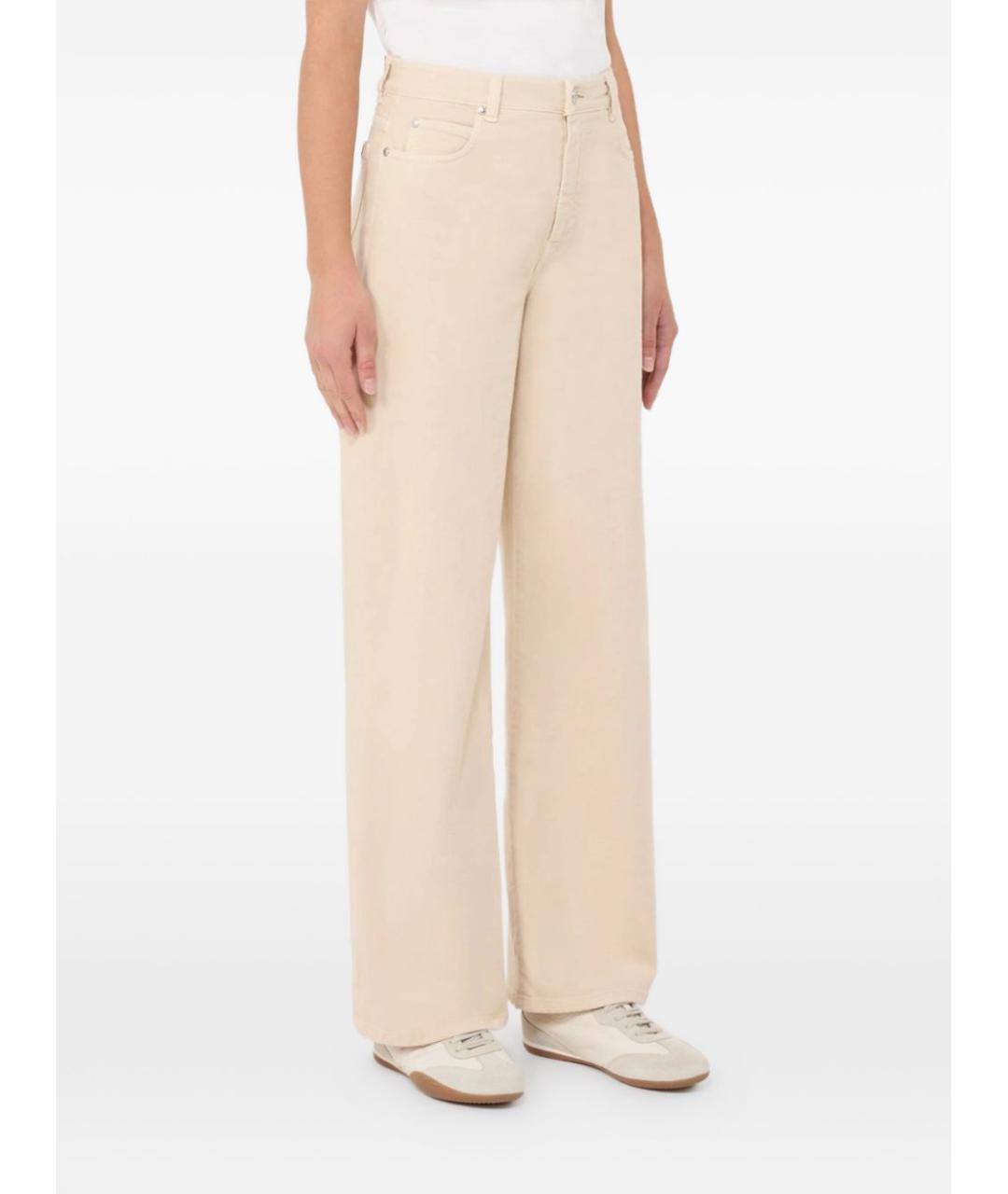 WEEKEND MAX MARA Бежевые хлопковые прямые брюки, фото 2