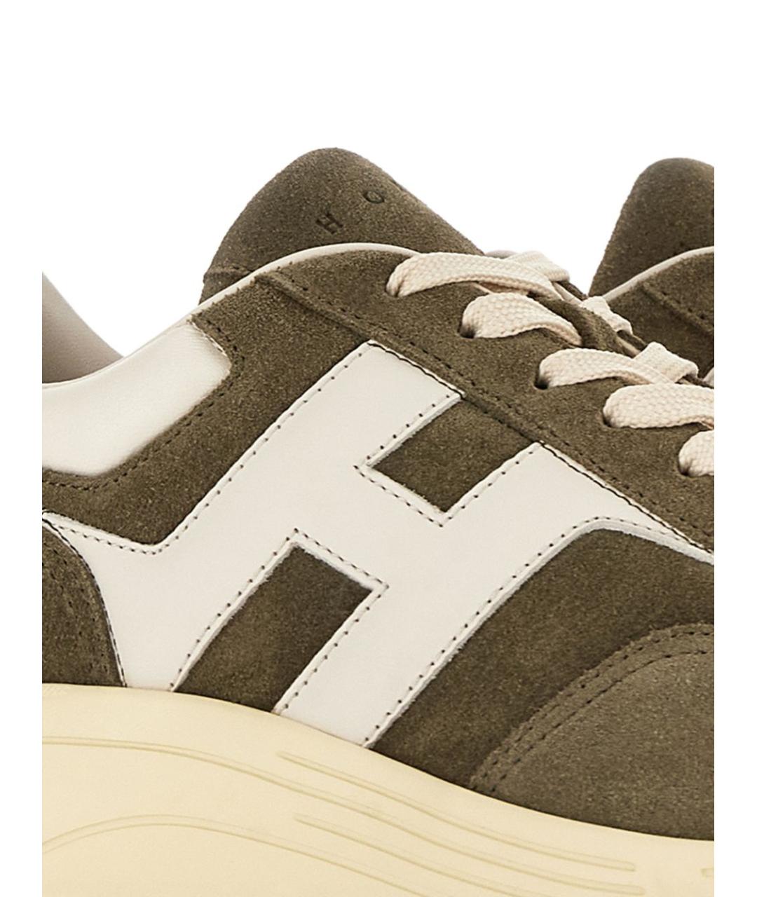 HOGAN Зеленые замшевые низкие кроссовки / кеды, фото 4