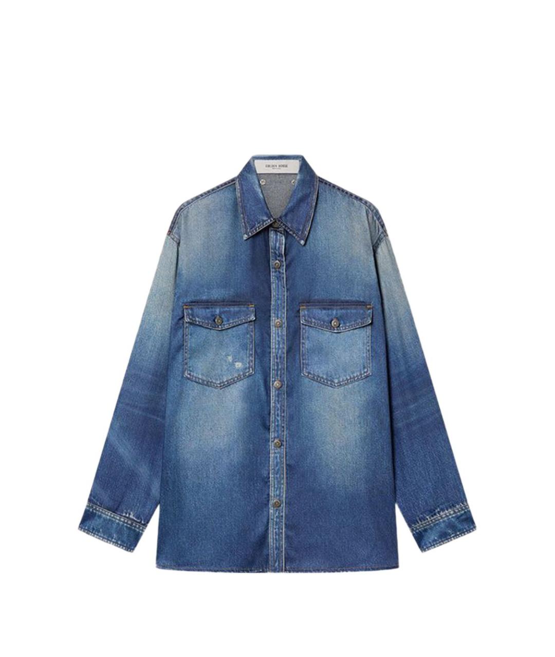 GOLDEN GOOSE DELUXE BRAND Синяя хлопковая рубашка, фото 1