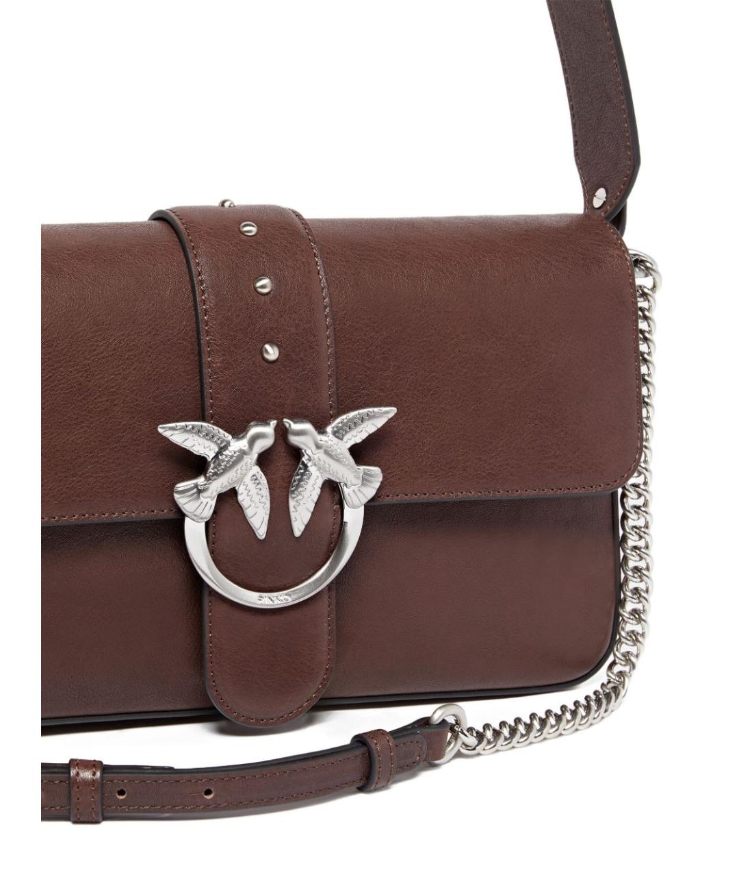 PINKO Коричневая кожаная сумка через плечо, фото 4