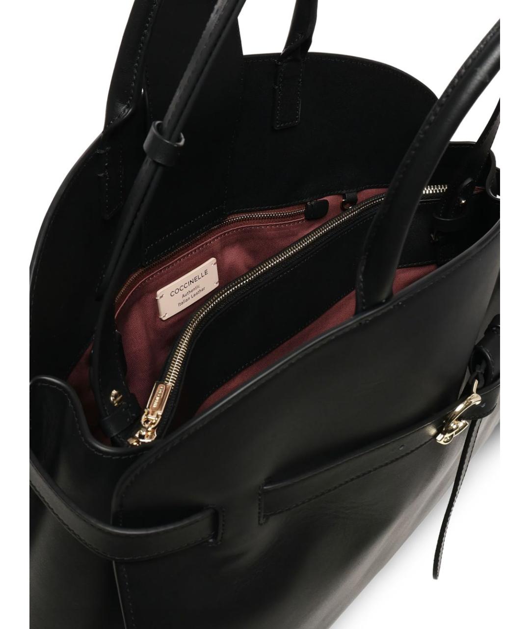 COCCINELLE Черная кожаная сумка тоут, фото 4